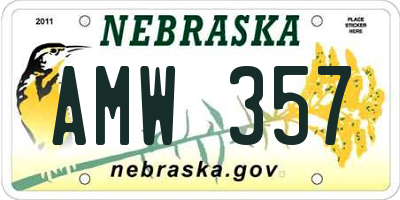 NE license plate AMW357