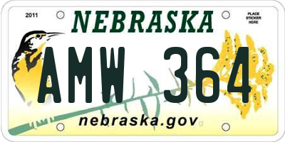 NE license plate AMW364