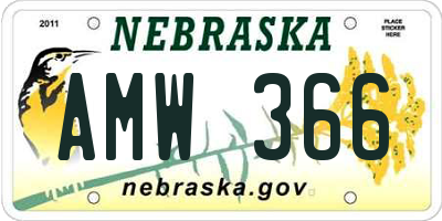 NE license plate AMW366
