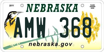 NE license plate AMW368