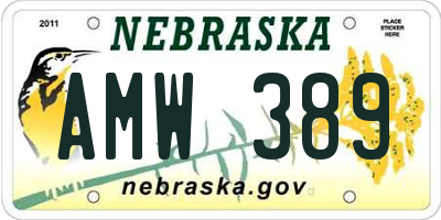 NE license plate AMW389