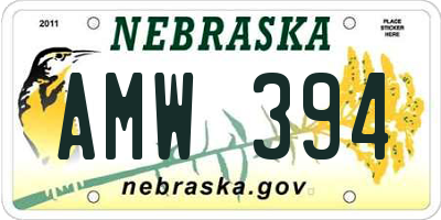 NE license plate AMW394