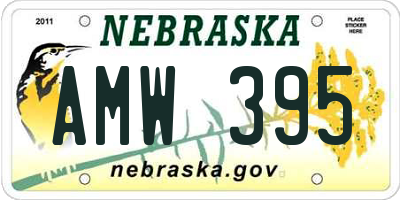 NE license plate AMW395