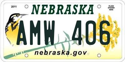 NE license plate AMW406