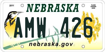 NE license plate AMW426