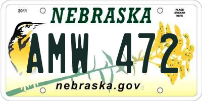 NE license plate AMW472