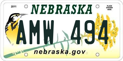 NE license plate AMW494