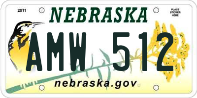 NE license plate AMW512