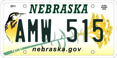 NE license plate AMW515