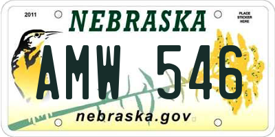 NE license plate AMW546