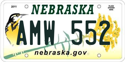 NE license plate AMW552
