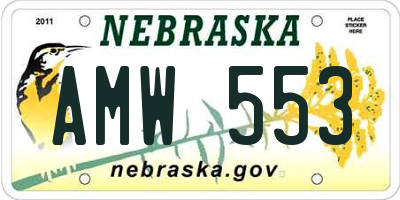 NE license plate AMW553