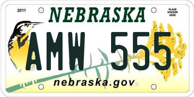 NE license plate AMW555