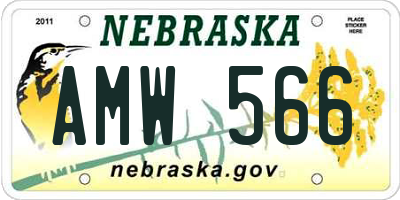 NE license plate AMW566