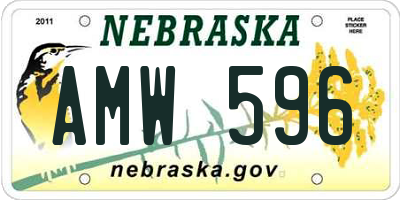 NE license plate AMW596