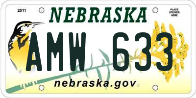 NE license plate AMW633