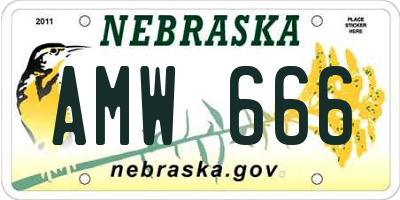 NE license plate AMW666
