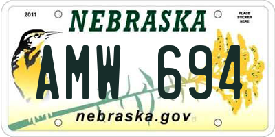 NE license plate AMW694