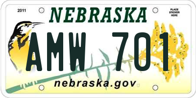 NE license plate AMW701