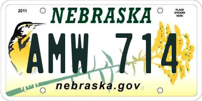 NE license plate AMW714