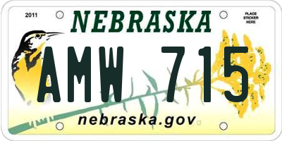 NE license plate AMW715