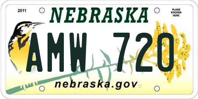 NE license plate AMW720