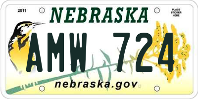NE license plate AMW724
