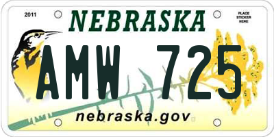 NE license plate AMW725