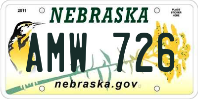 NE license plate AMW726