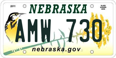 NE license plate AMW730