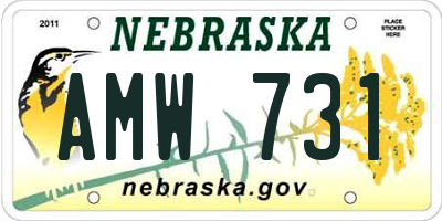 NE license plate AMW731