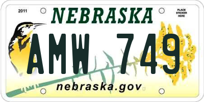 NE license plate AMW749