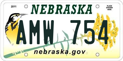 NE license plate AMW754