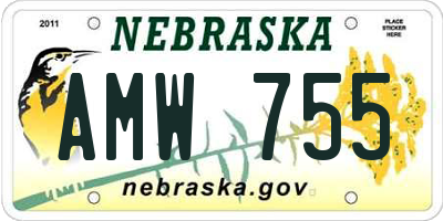 NE license plate AMW755