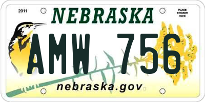 NE license plate AMW756