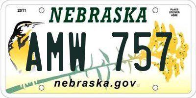 NE license plate AMW757