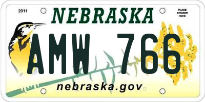 NE license plate AMW766
