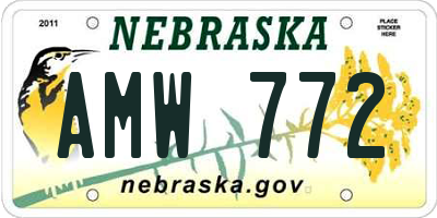 NE license plate AMW772