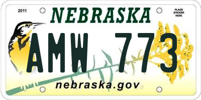 NE license plate AMW773