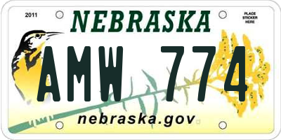 NE license plate AMW774
