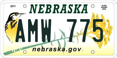 NE license plate AMW775