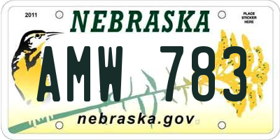 NE license plate AMW783