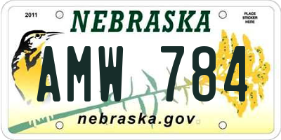 NE license plate AMW784