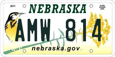 NE license plate AMW814