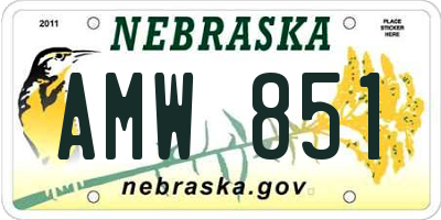NE license plate AMW851