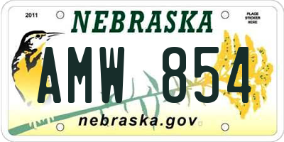 NE license plate AMW854