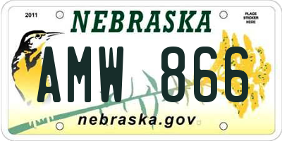 NE license plate AMW866