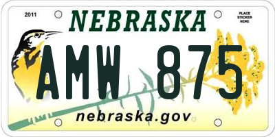 NE license plate AMW875