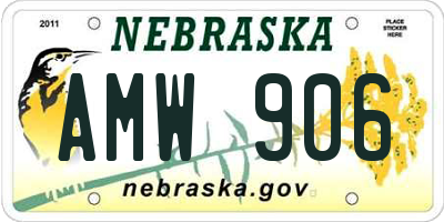 NE license plate AMW906