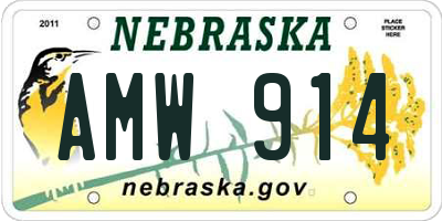 NE license plate AMW914